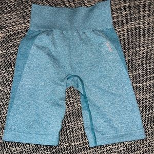 Gymshark, light blue, biker shorts; size small; perfect condition